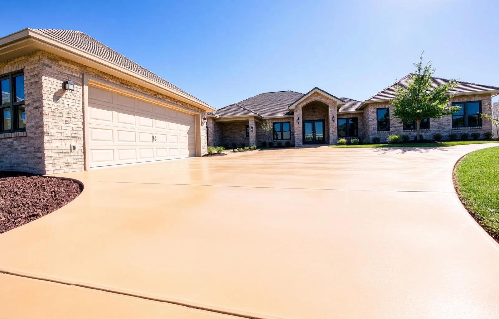 Stained concrete driveway extension in Fort Worth